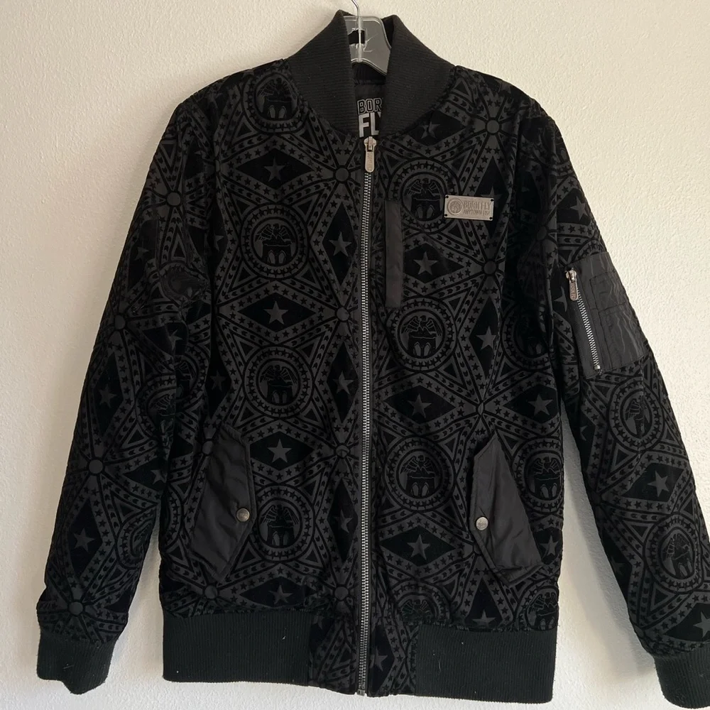 Born Fly Mens Born Fly Anytown USA Black Bomber Jacket‎ Size Medium